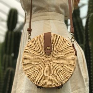 Brand New Rattan Circle Crossbody